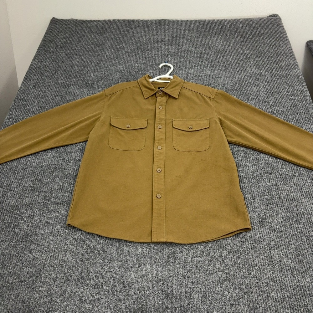 Uniqlo Shirt Mens S Brown Polyester Cotton Jersey Double Pocket Workwear Casual